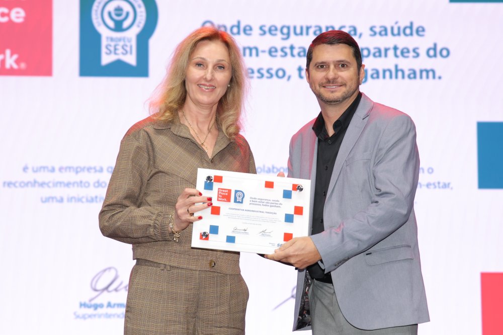 Cooperativa Tradi��o conquista certifica��o no Trof�u Sesi de Seguran�a, Sa�de e Bem-Estar