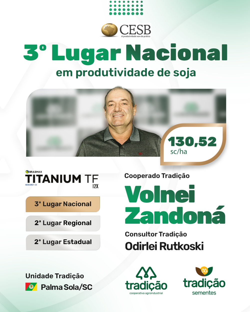 Cooperado conquista 3� coloca��o nacional no Desafio de M�xima Produtividade da Soja
