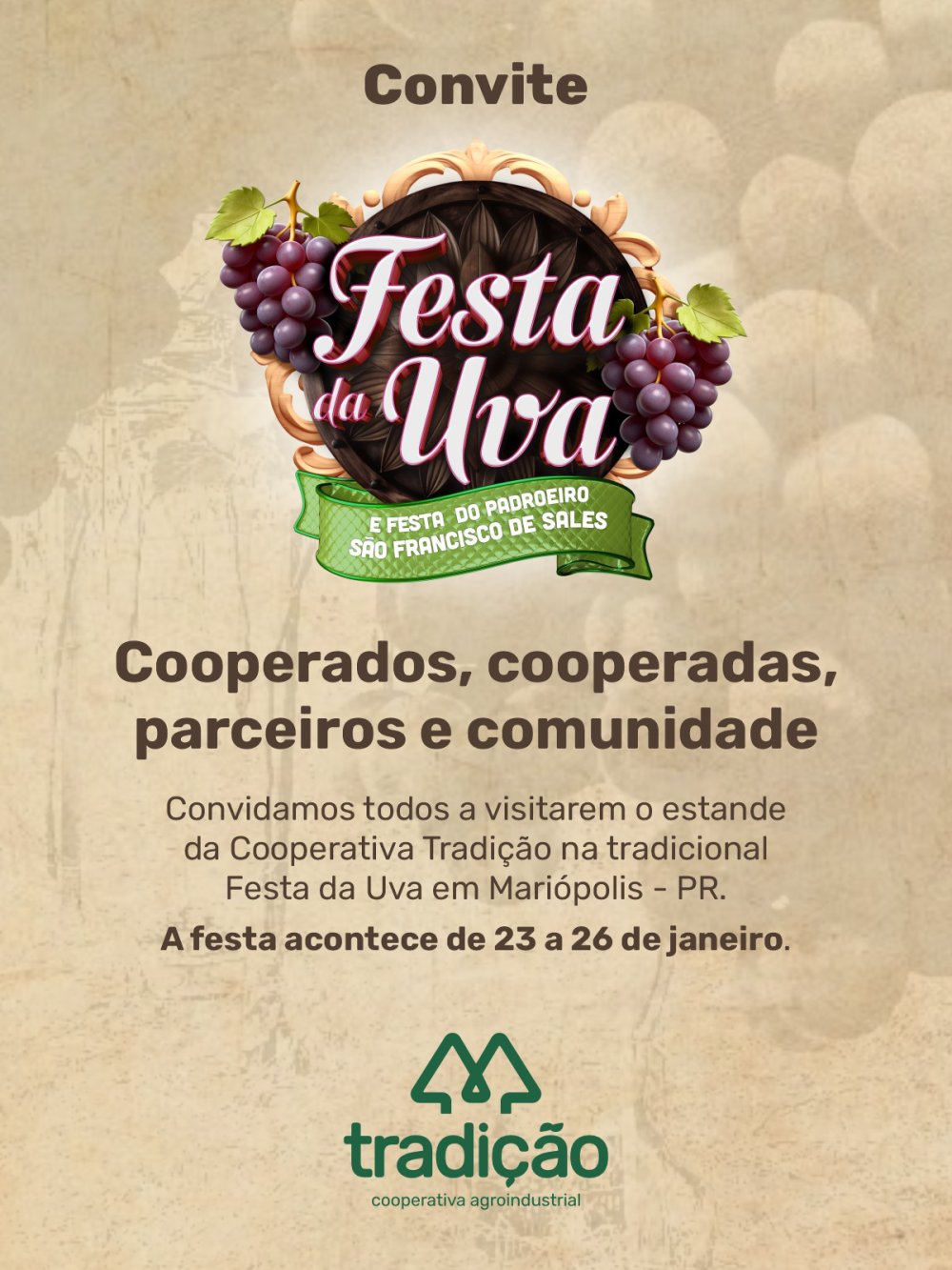 Cooperativa Tradi��o marca presen�a na Festa da Uva em Mari�polis